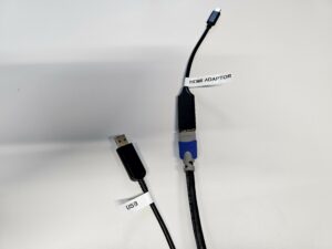 A close up of the two cables