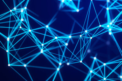 Abstract digital background of points and lines. Glowing plexus. Big data. Network or connection. Abstract technology science background. 3d rendering IT concept