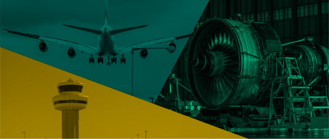 Aeroplane, aircraft engine and air traffic control tower at Gatwick