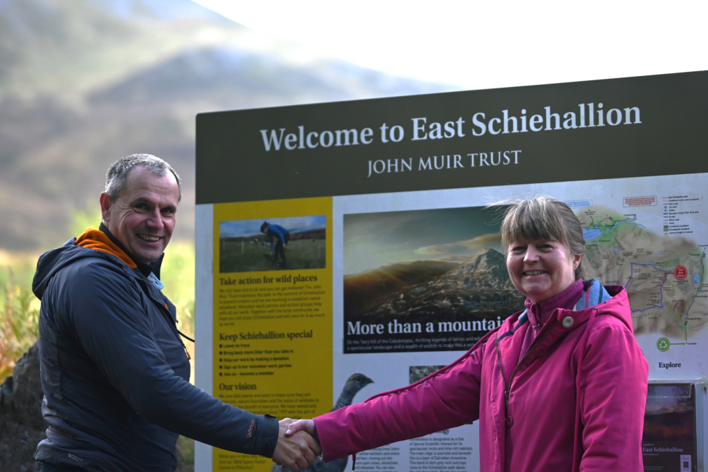 David Balharry, CEO of the John Muir Trust, and Angela R Gannon, Negotiations Officer of Prospect, signed the recognition agreement at Schiehallion, one of the Trust’s iconic sites.