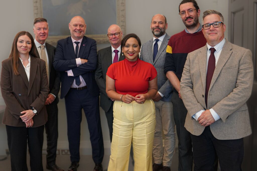 Minister Kaur, Prospect's Mike Clancy and Steve Thomas, FDA's Dave Prentis and Lauren Crowley and others