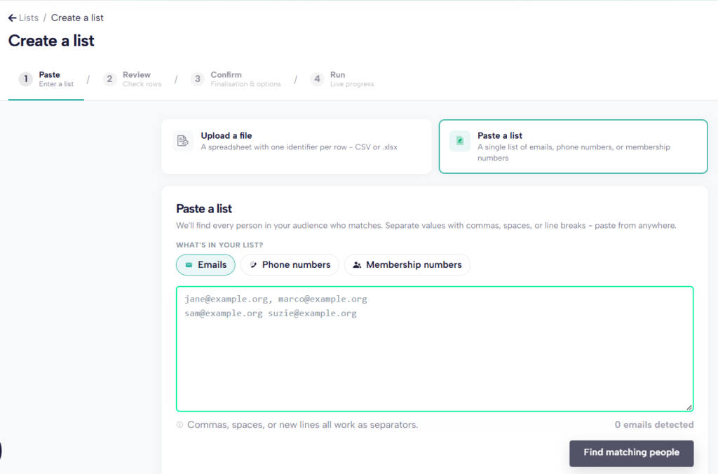 Movement list upload screenshot